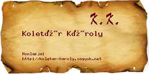 Koletár Károly névjegykártya