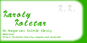 karoly koletar business card