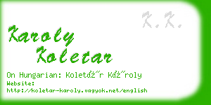 karoly koletar business card